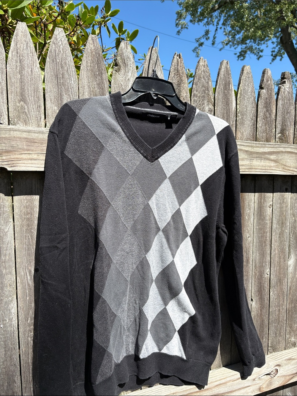 Claiborne medium cotton argyle sweater.